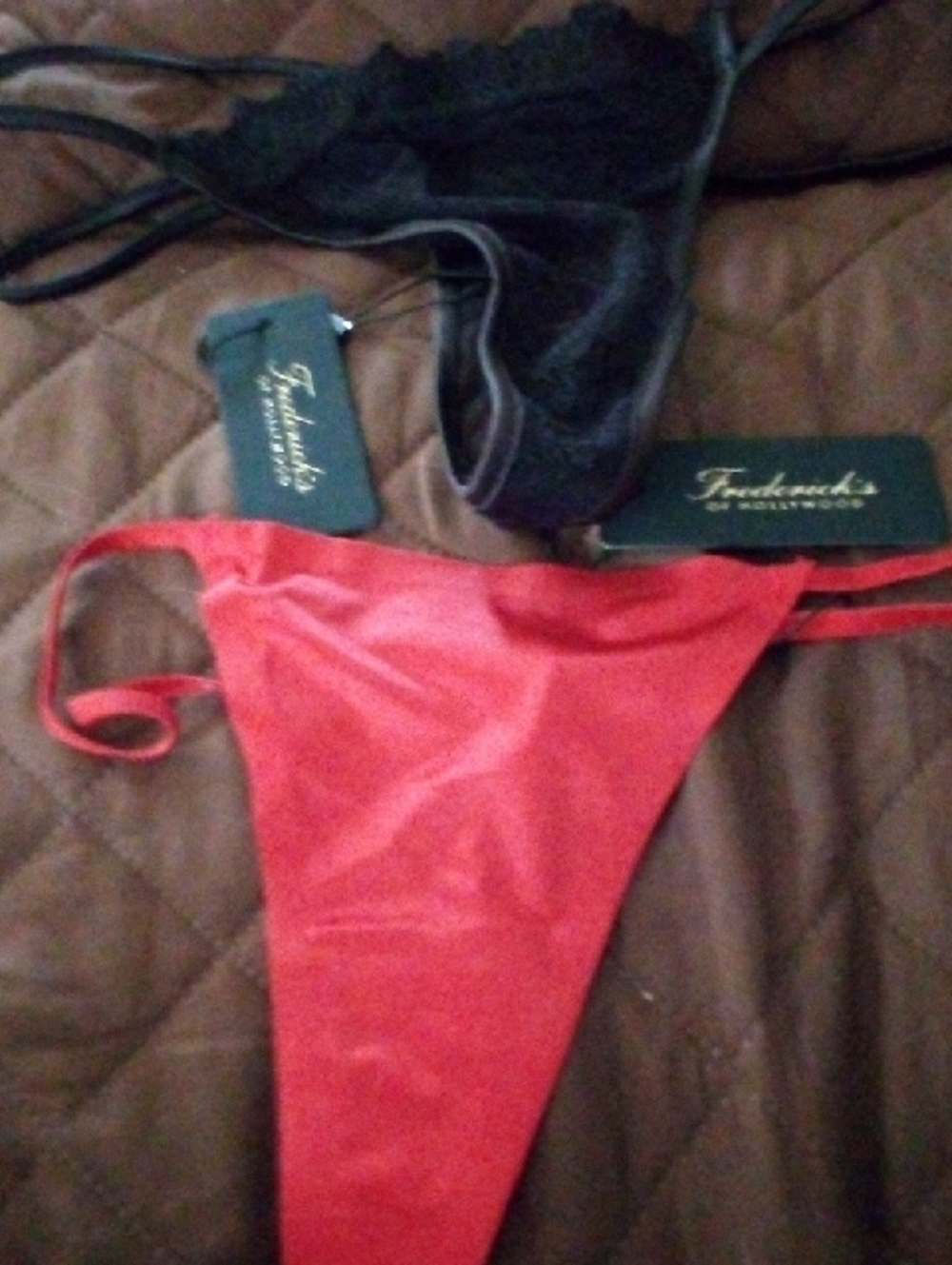 Lot 2 Frederick's of Hollywood Red Satin Thong